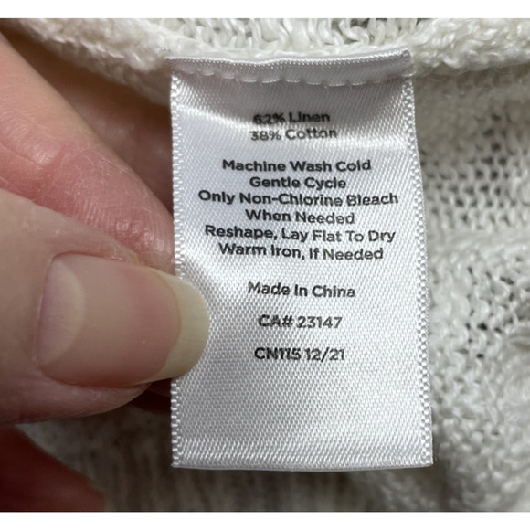 Talbots Linen Blend Sweater Vest Womens XS White Stripe V Neck Tennis Preppy - Picture 5 of 8